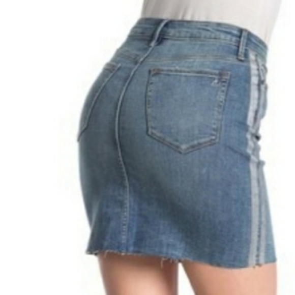 SAM EDELMAN JENNY METALLIC STRIPE DENIM MINI SKIRT - Picture 2 of 4